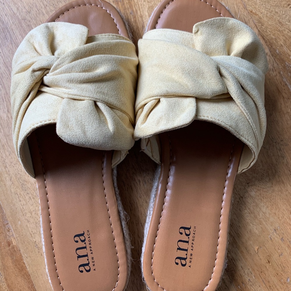 NWOT. A.N.A yellow espadrille sandals